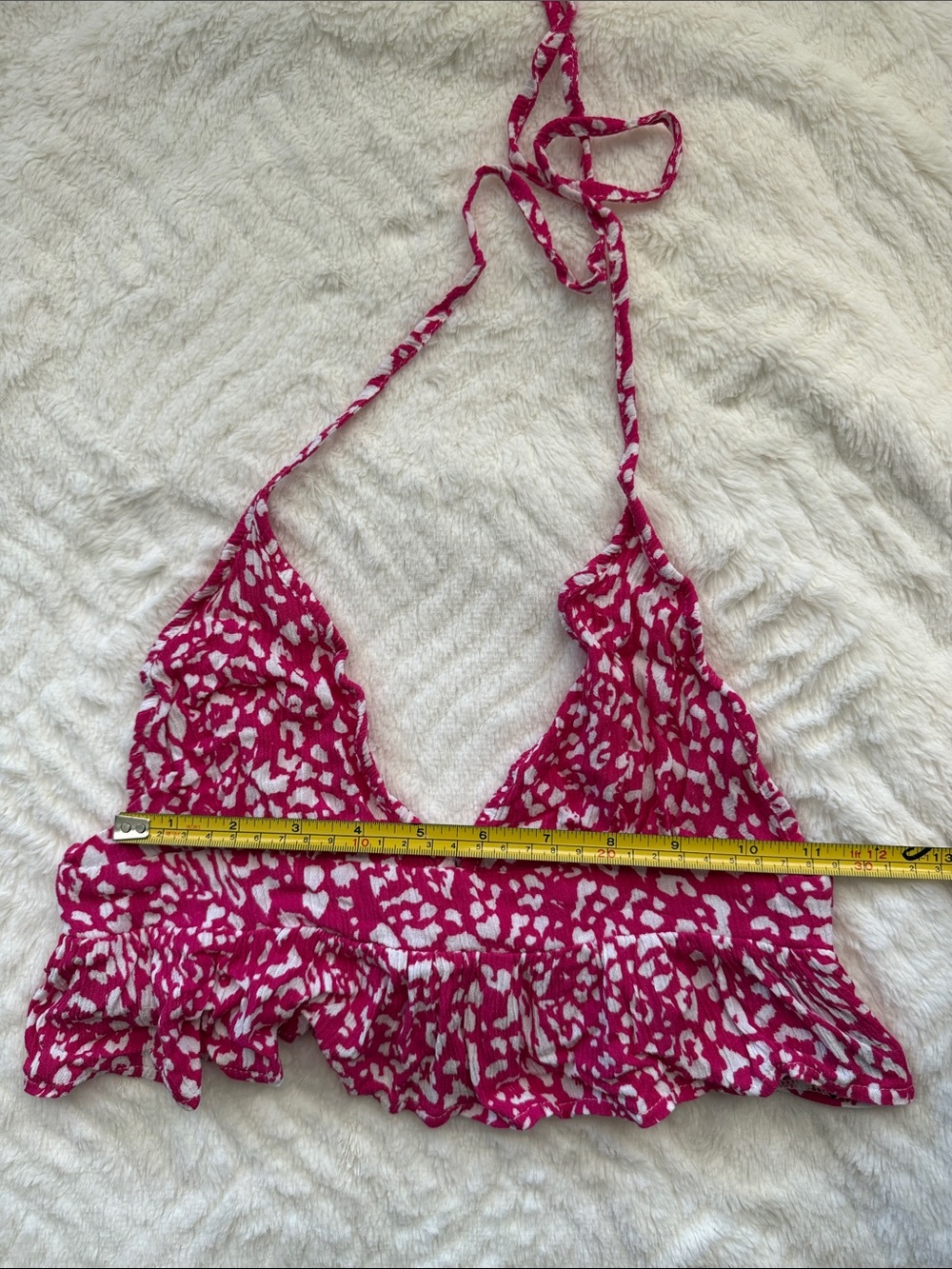 SHEIN Pink and White Halter Crop Top